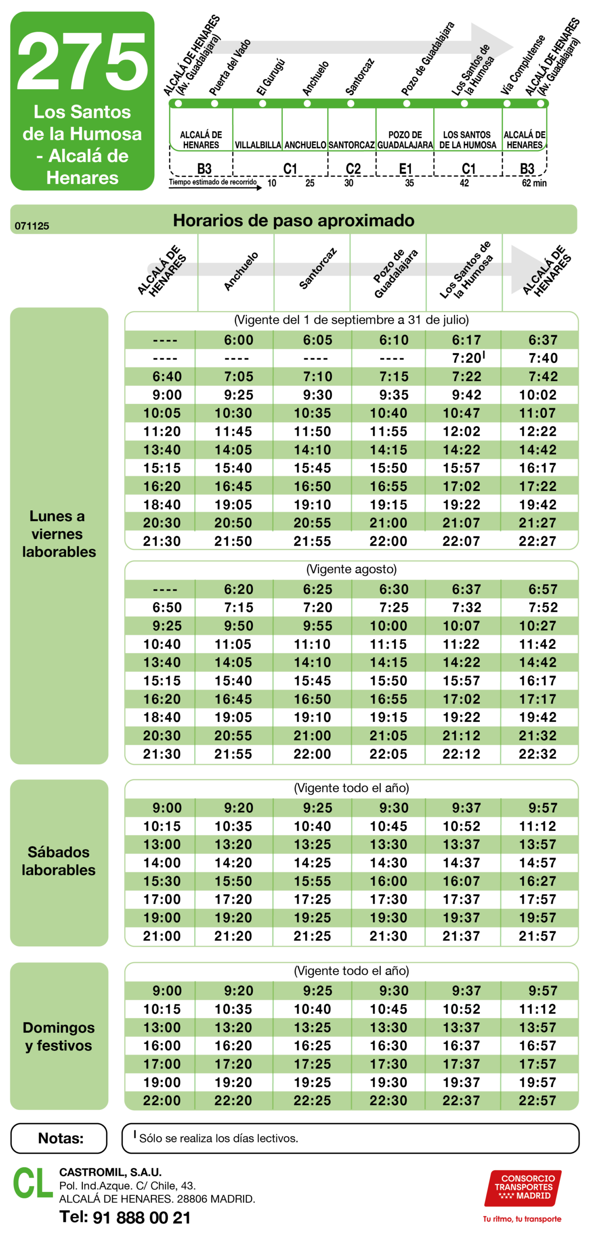 Horario 275